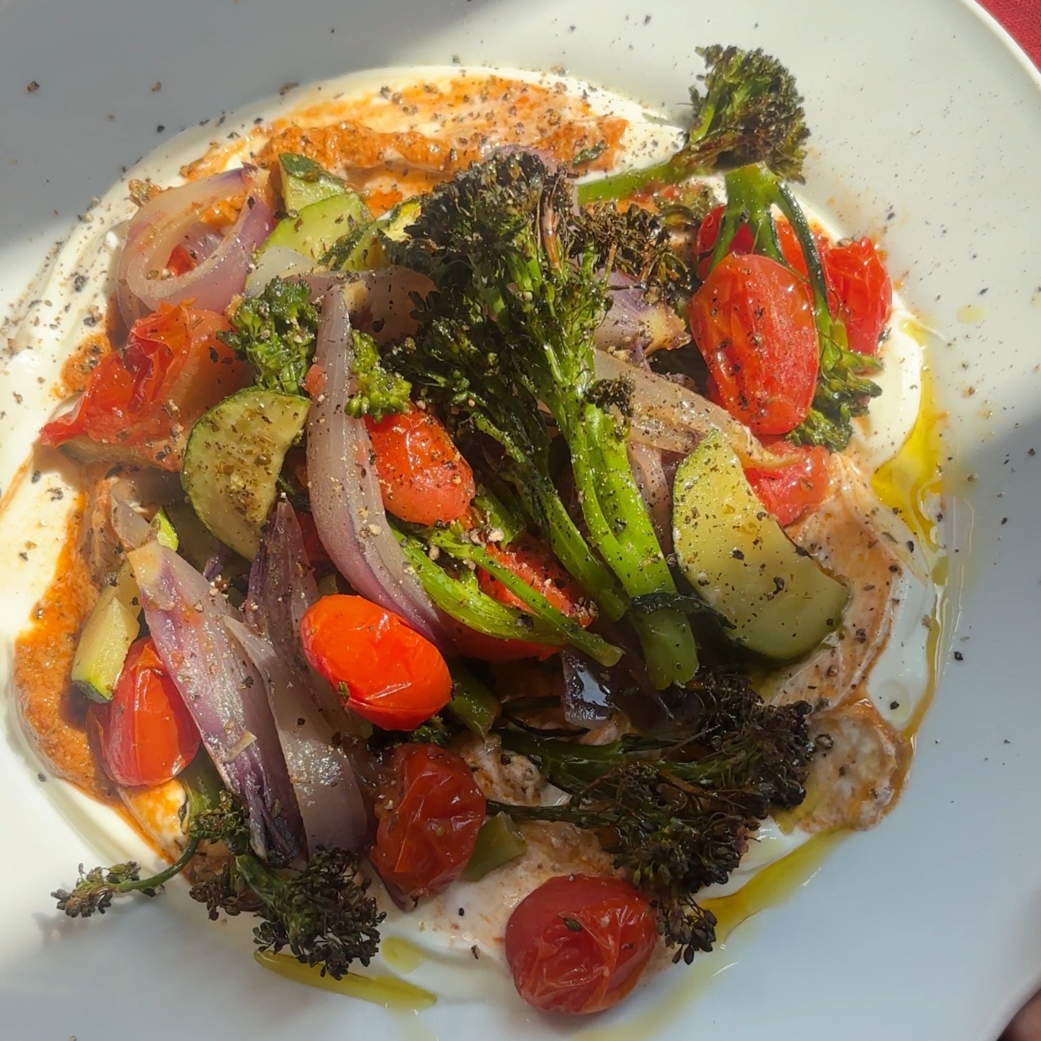 Roasted Veg and Creamy Pesto Plate