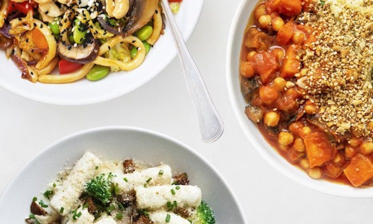 Three allplants meals in bowls