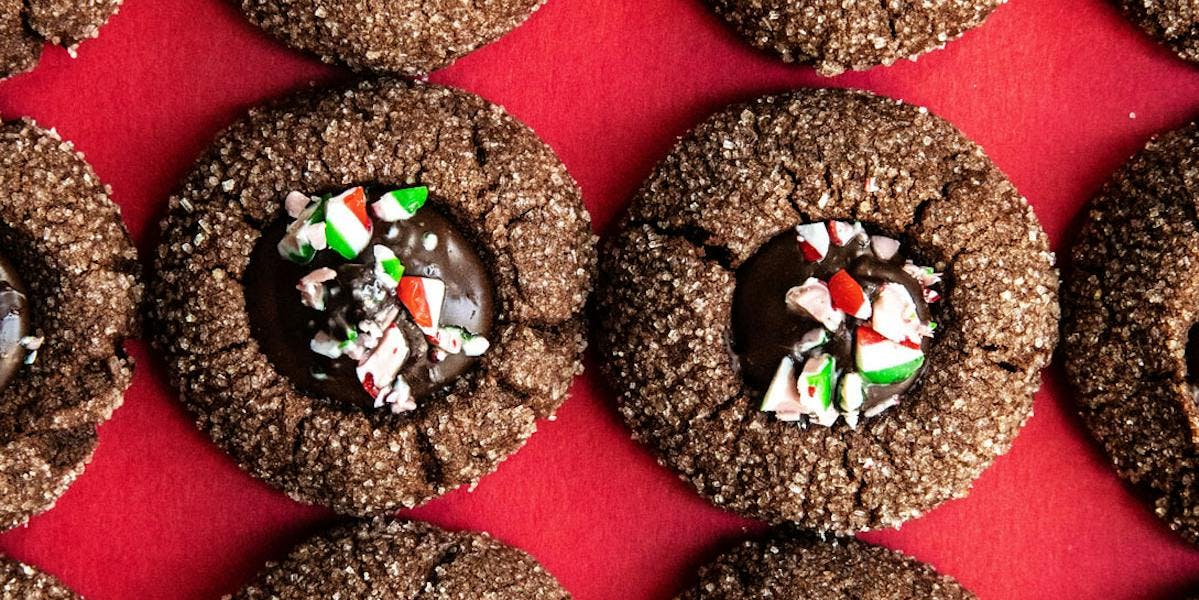 Vegan Chocolate Thumbprint Cookies with vegan chocolate ganache 