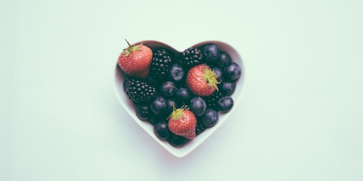 fruit in heart shaped bowl