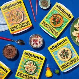 Image of the allplants Bumper Bundle products on a deep blue table cloth background