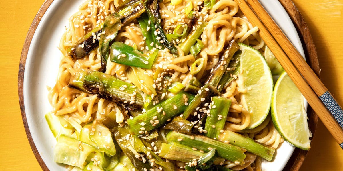 Charred Spring Onion and Sesame Noodles 