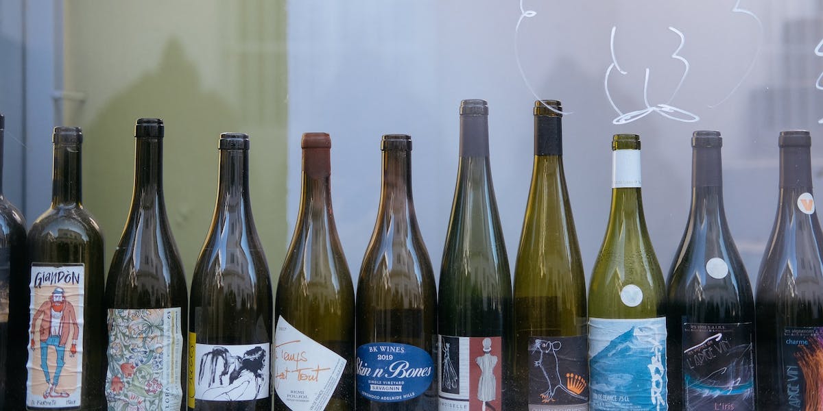 interesting wine bottles lined up