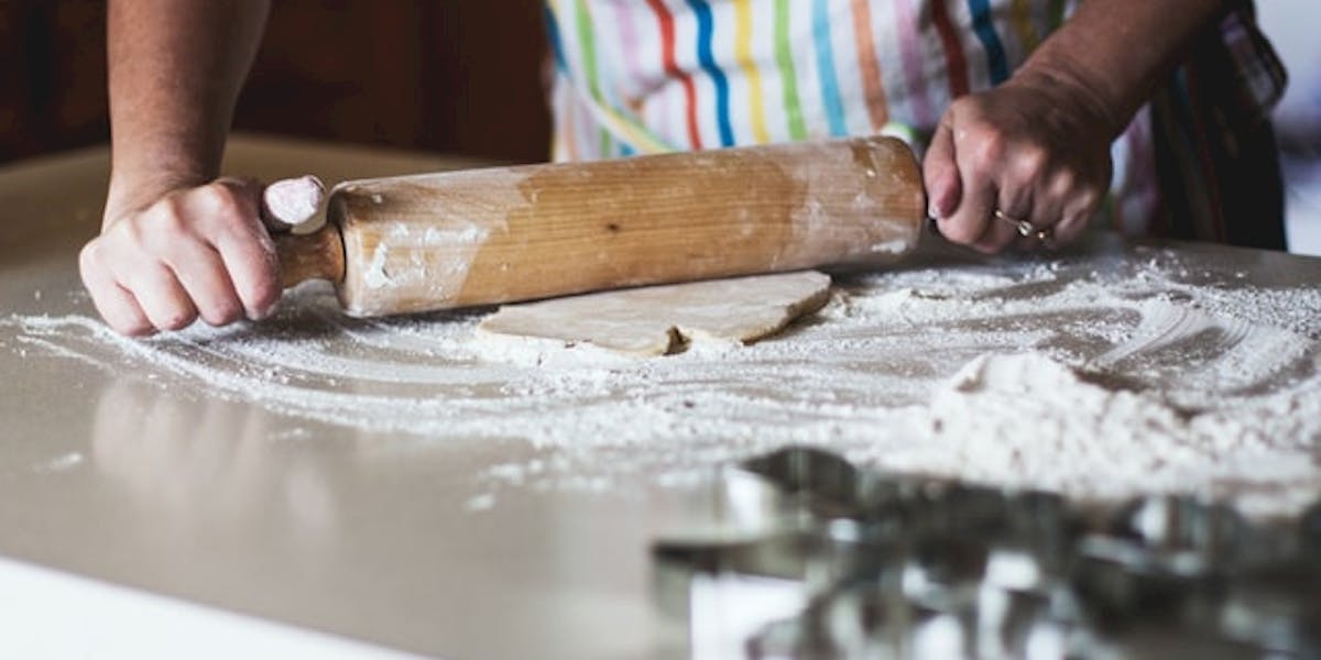 rolling pin on kitchen surface
