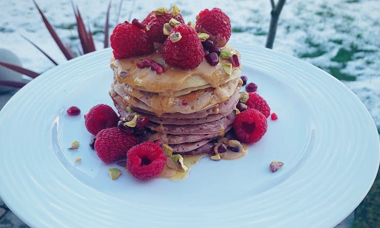 Raspberry & Tahini "Ombré" Pancakes image
