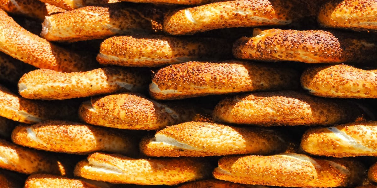 bagels stacked 
