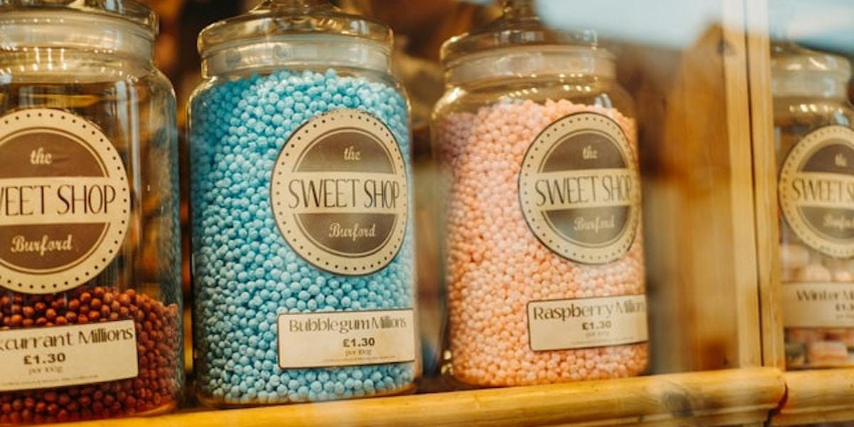 jars of sweets in a shop