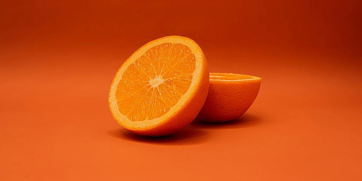 an orange sliced in half