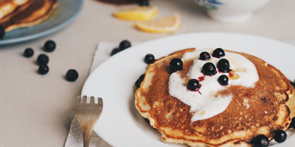 vegan protein pancakes with blueberries