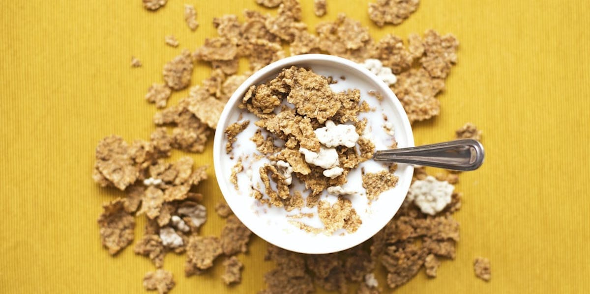 bowl of cereal on yellow background