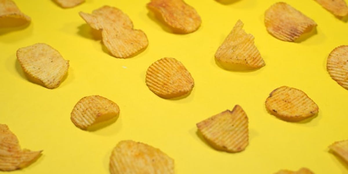 crisp selection on a yellow background