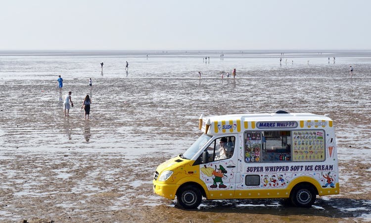 ice cream van on a beach
