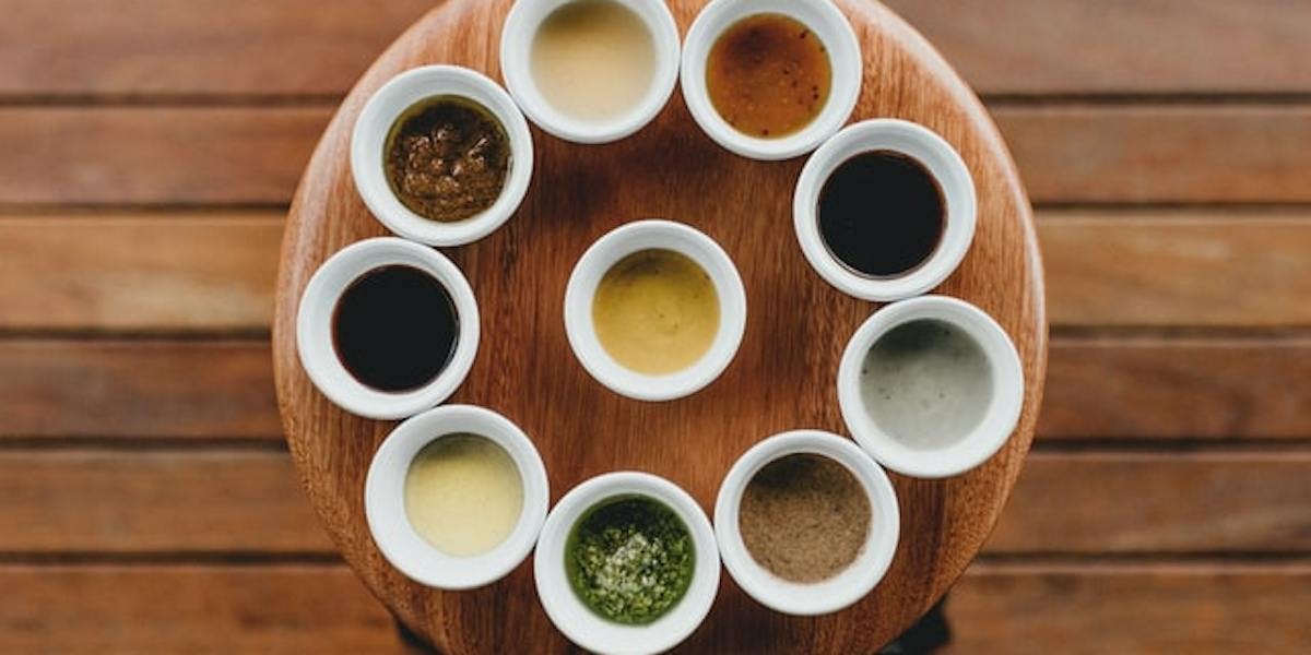 small bowls of sauces