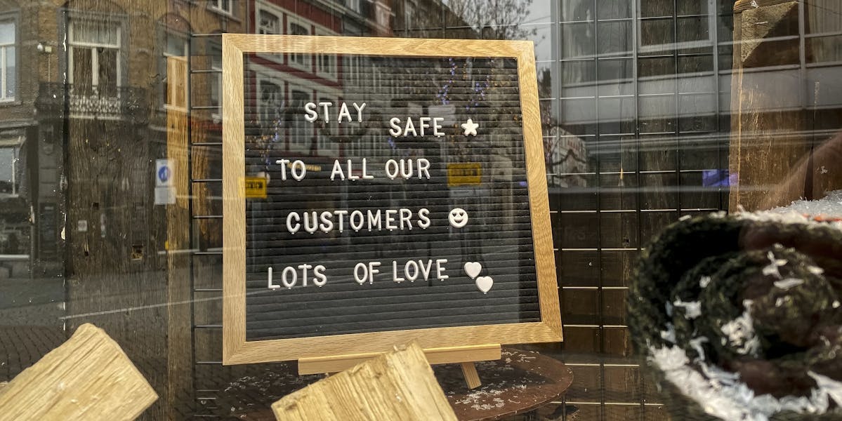 shop front with cover message