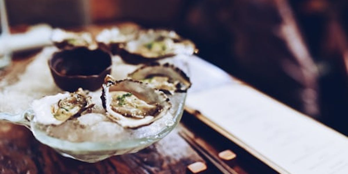 Oysters served on plate