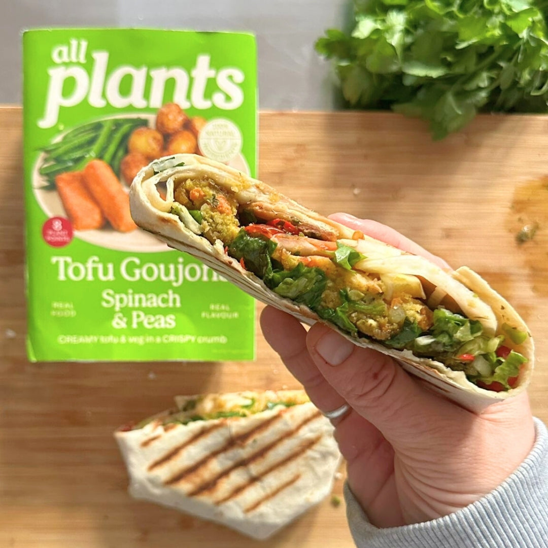 Spinach & Tofu Goujons Crunch Wrap with Chimmichurri & Fennel & Carrot Salad