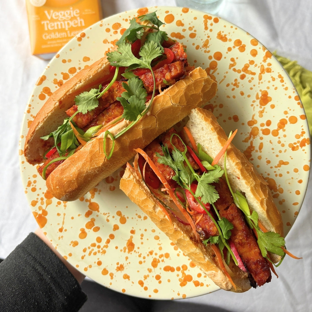 Golden Lentil Veggie Tempeh Bánh-Mì Style Sandwich