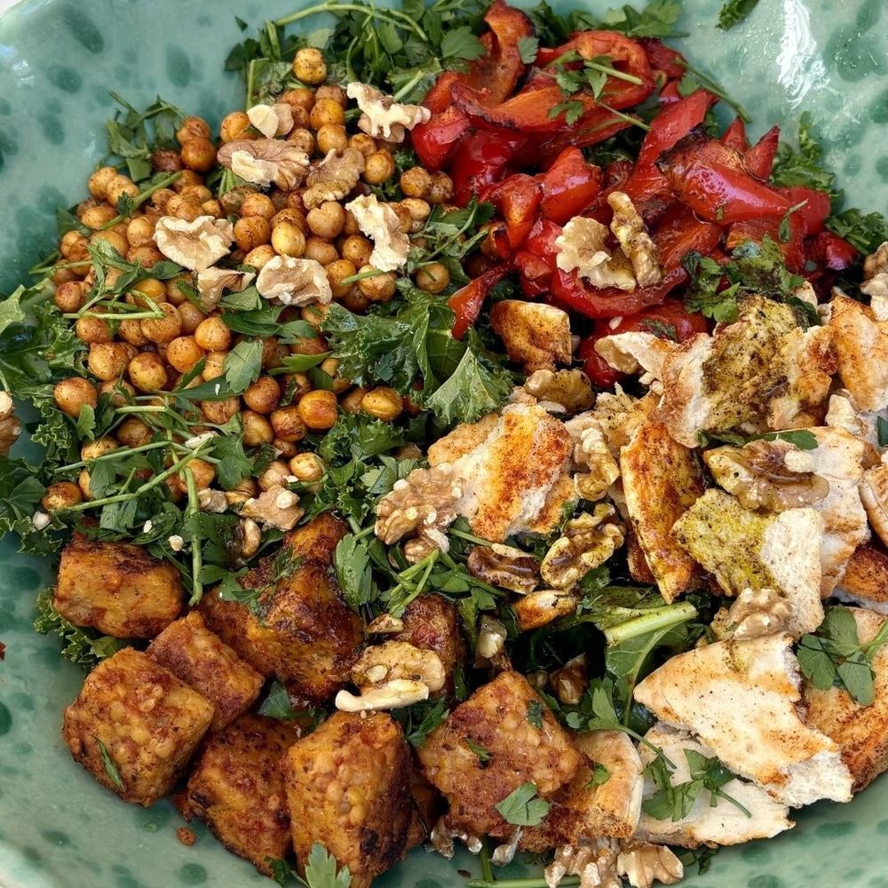 Fattoush-Style Salad with Super Green Veggie Tempeh